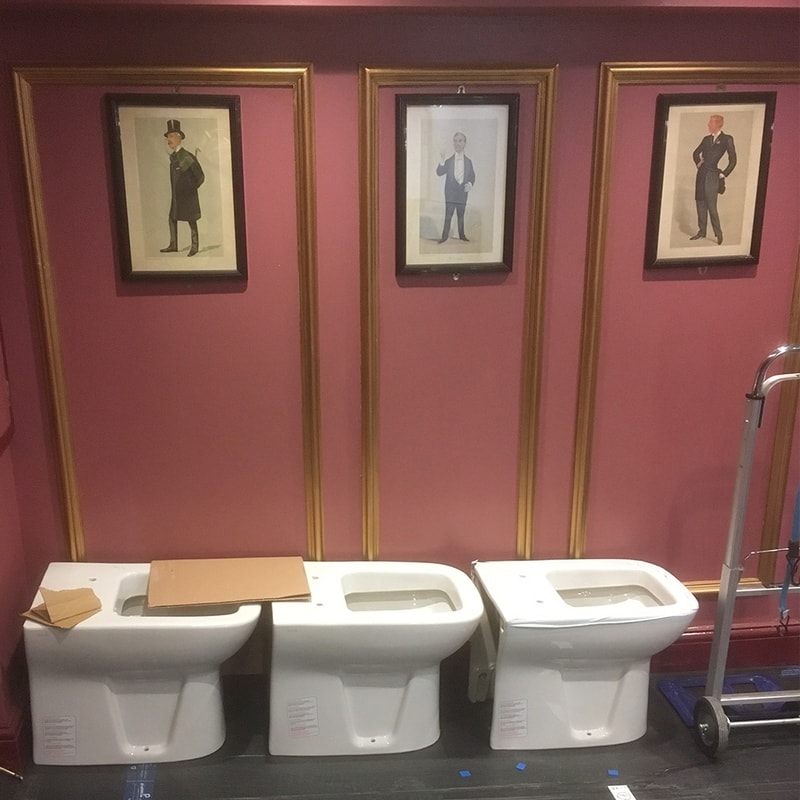 Toilets waiting to be installed