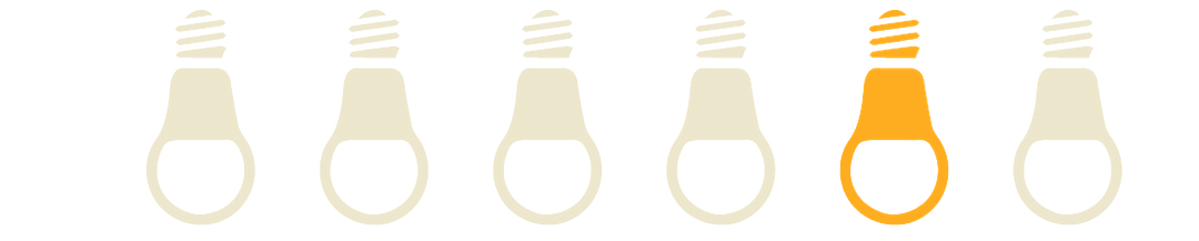 Illustration of 6 lightbulbs with 1 lit