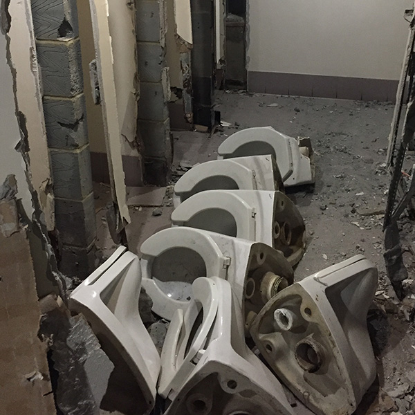 Old toilets removed