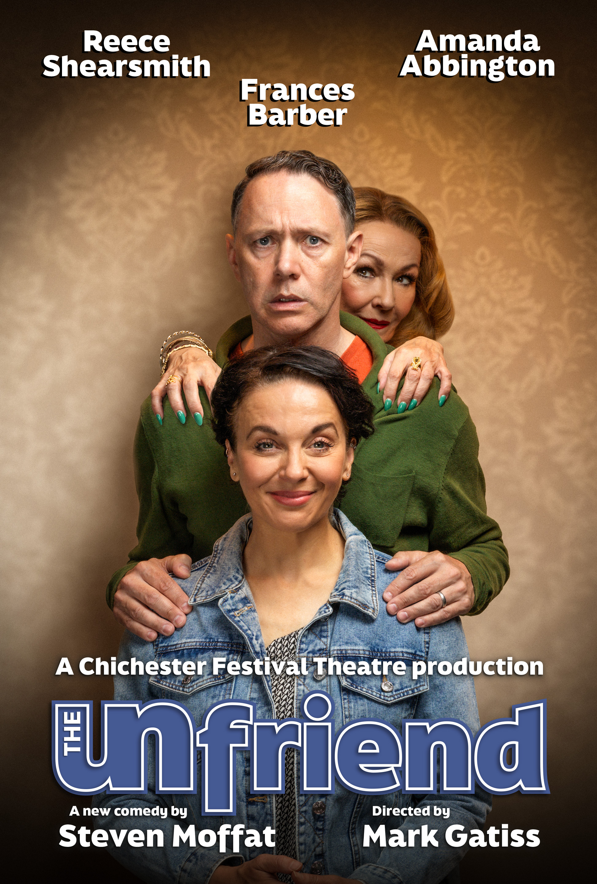 Tour Poster for the Unfriend with 3 actors to the the left and lots of 4 or 5 star reviews to the right